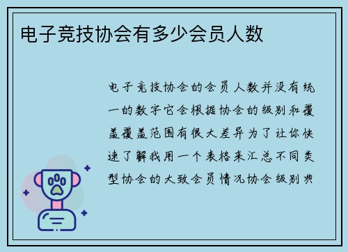 电子竞技协会有多少会员人数